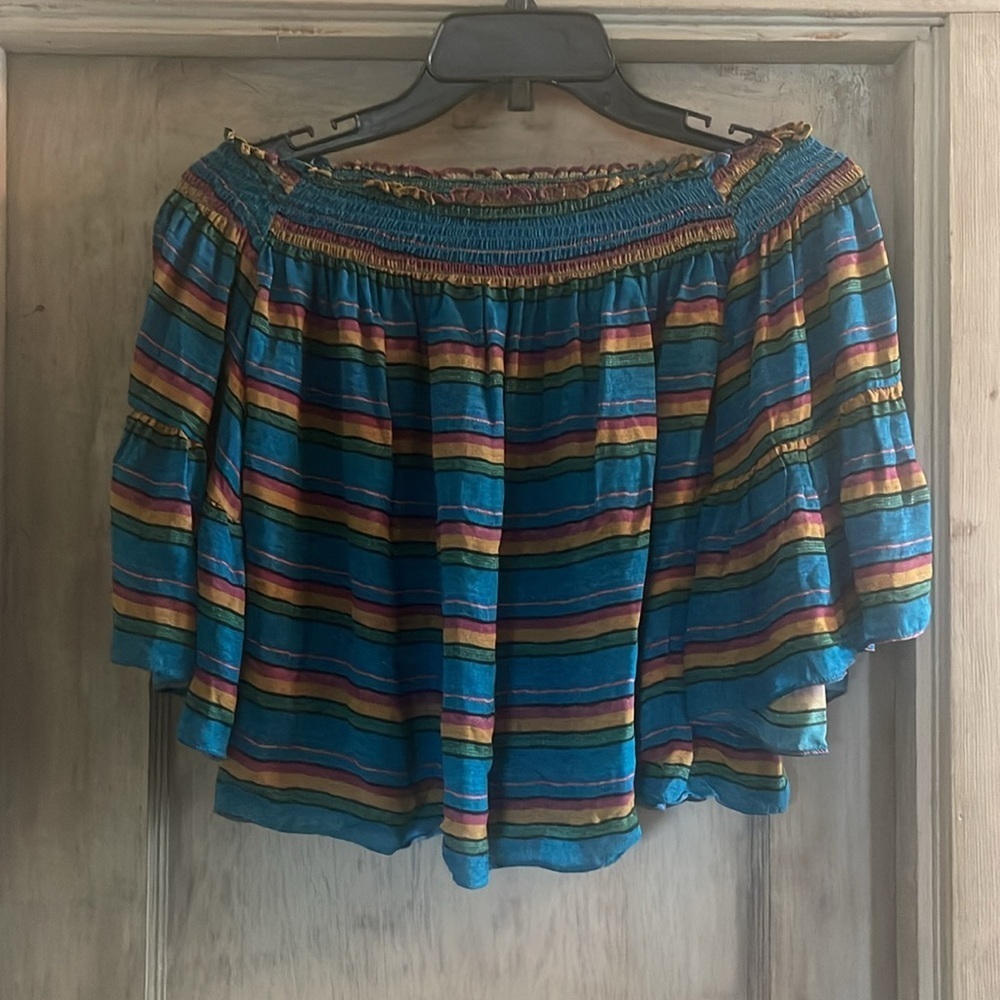 Nicole Miller Artelier - off the shoulder flowy silk top - size S - Picture 3 of 8